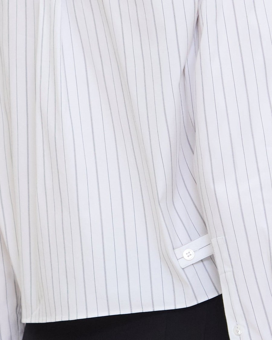 Cropped Tab Shirt in Striped Poplin