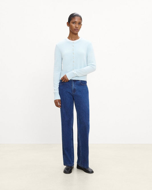 Crewneck Button-Up Cardigan in Cashmere