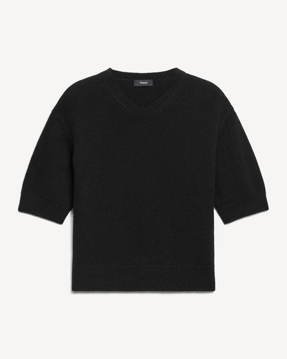 Cropped V-Neck Tee in Cashmere
