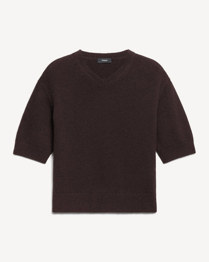 Cropped V-Neck Tee in Cashmere