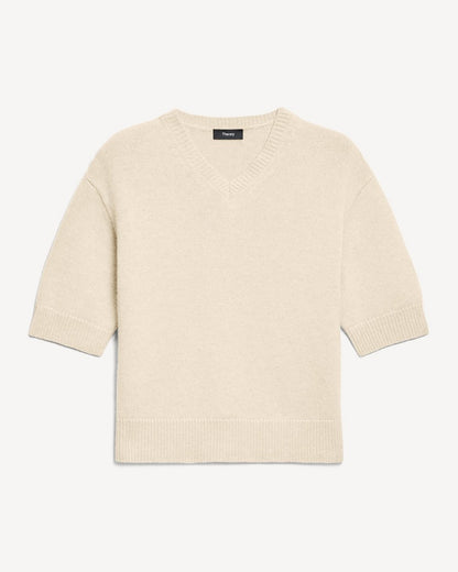 Cropped V-Neck Tee in Cashmere