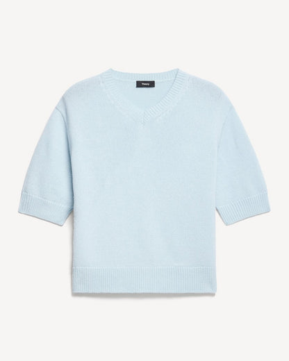 Cropped V-Neck Tee in Cashmere