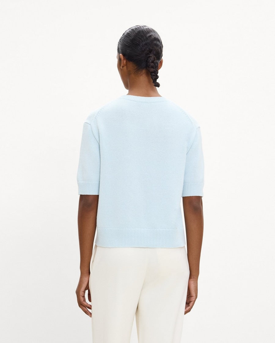Cropped V-Neck Tee in Cashmere