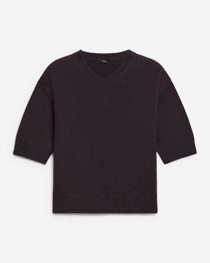 Cropped V-Neck Tee in Cashmere