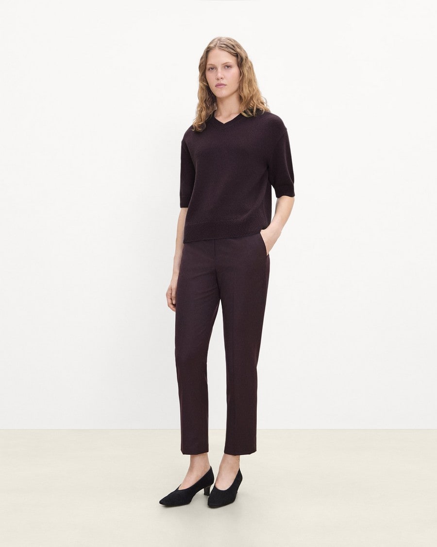 Cropped V-Neck Tee in Cashmere