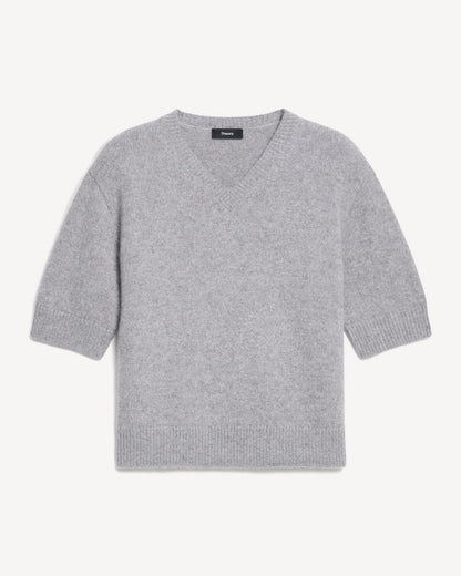 Cropped V-Neck Tee in Cashmere