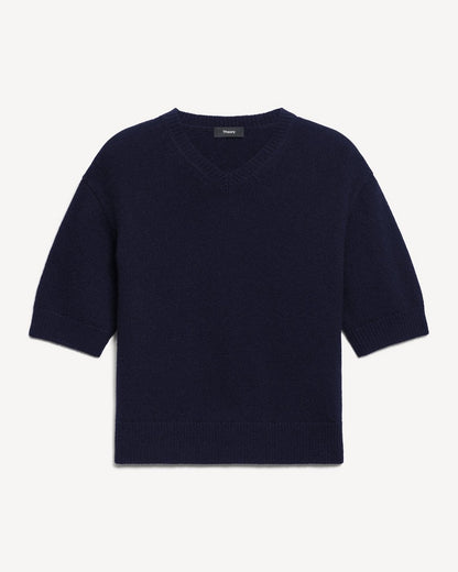 Cropped V-Neck Tee in Cashmere