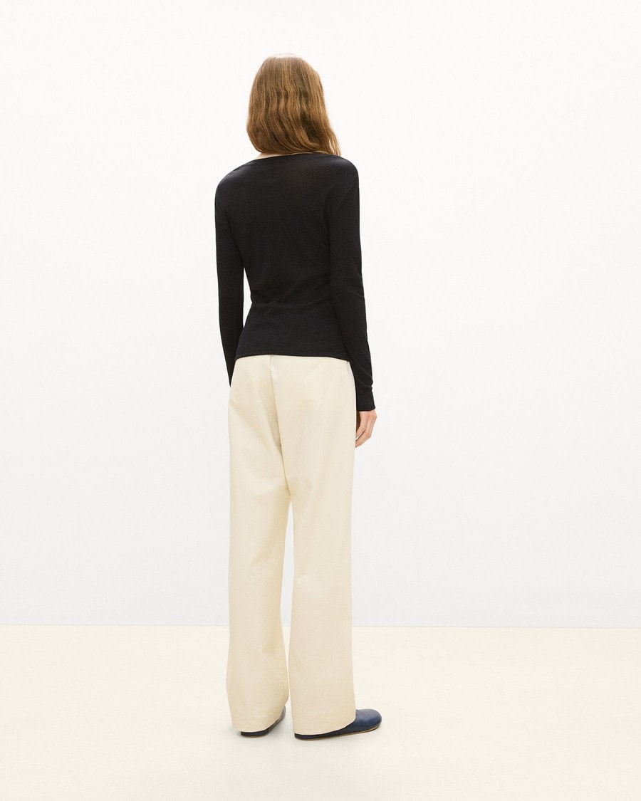 Long-Sleeve Henley Tee in Soft Rib