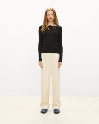 Long-Sleeve Henley Tee in Soft Rib