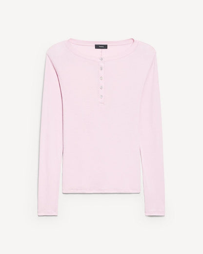 Long-Sleeve Henley Tee in Soft Rib