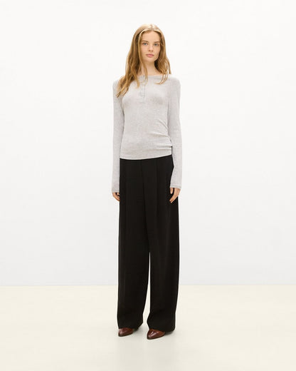 Long-Sleeve Henley Tee in Soft Rib