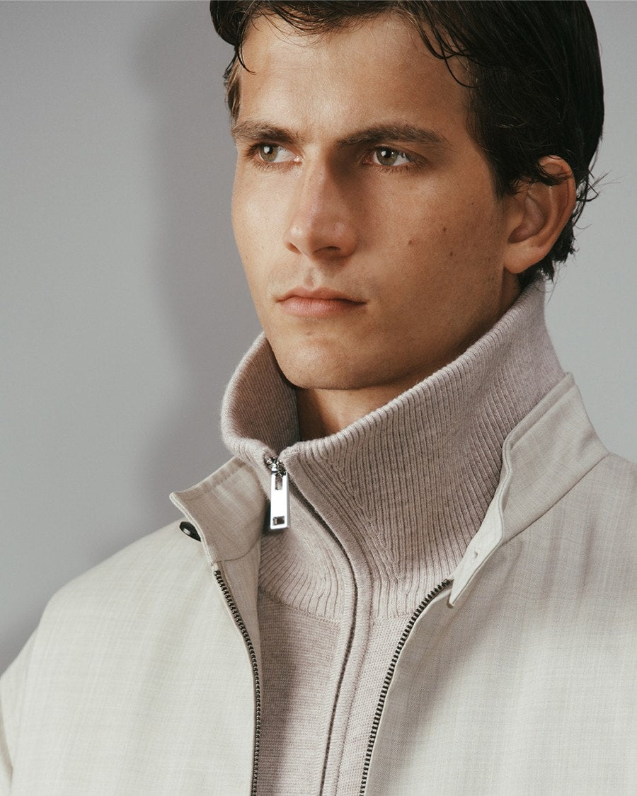 Turtleneck Cardigan in Light Bilen