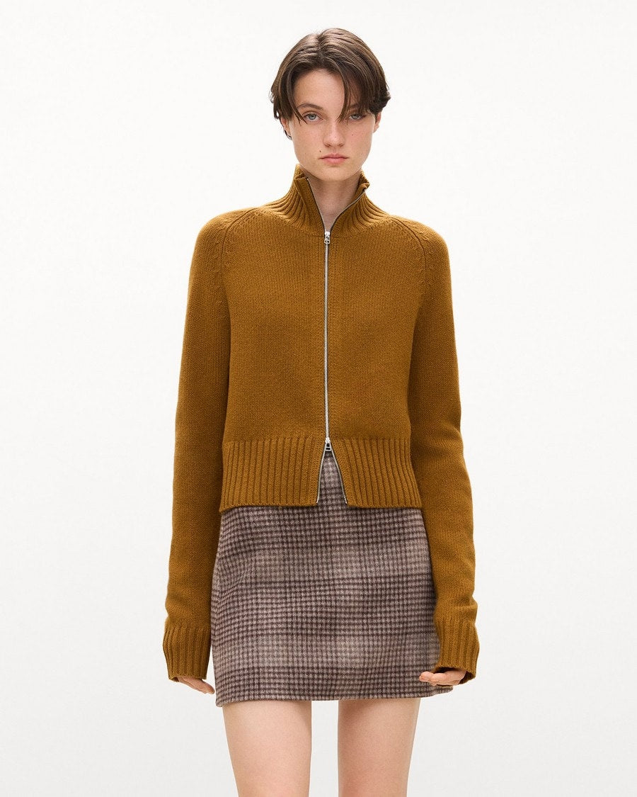 Raglan Zip Cardigan in Felted Wool-Cashmere
