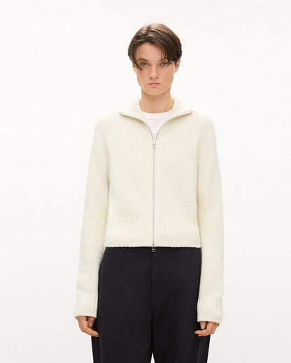Raglan Zip Cardigan in Felted Wool-Cashmere