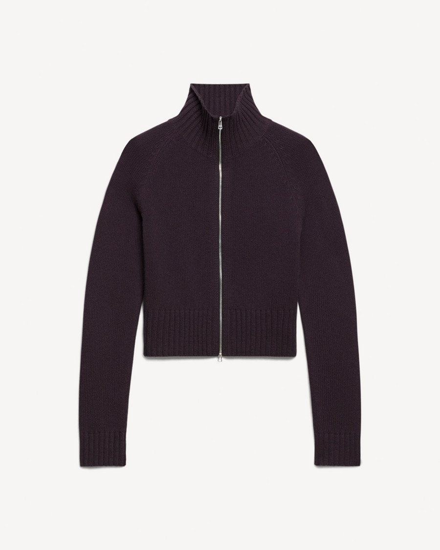 Raglan Zip Cardigan in Felted Wool-Cashmere