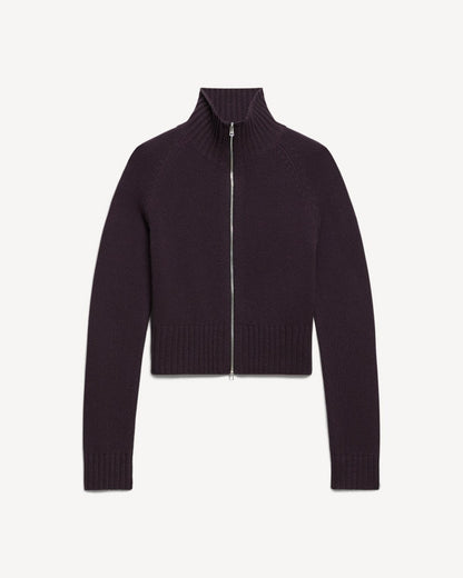 Raglan Zip Cardigan in Felted Wool-Cashmere