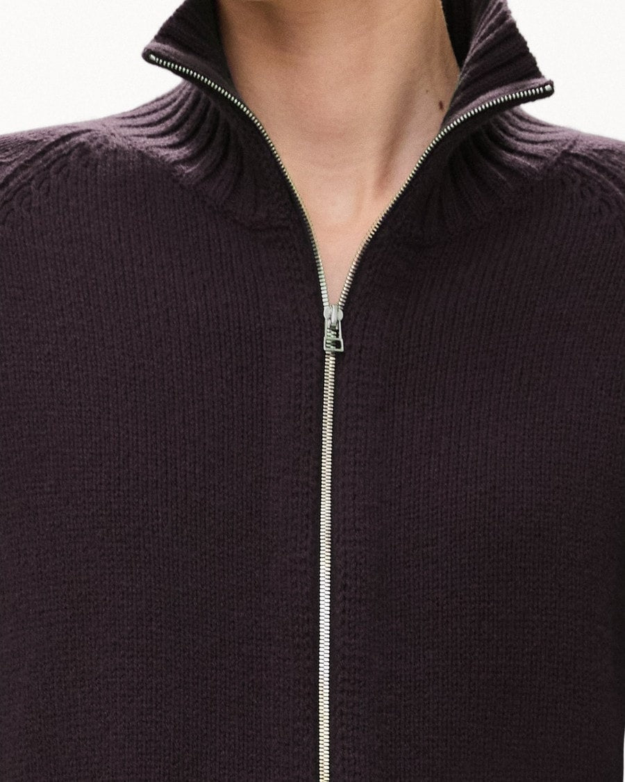 Raglan Zip Cardigan in Felted Wool-Cashmere