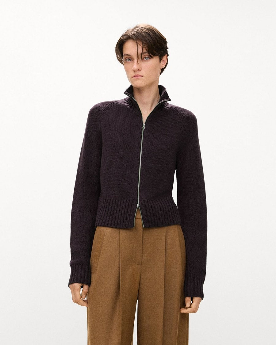 Raglan Zip Cardigan in Felted Wool-Cashmere