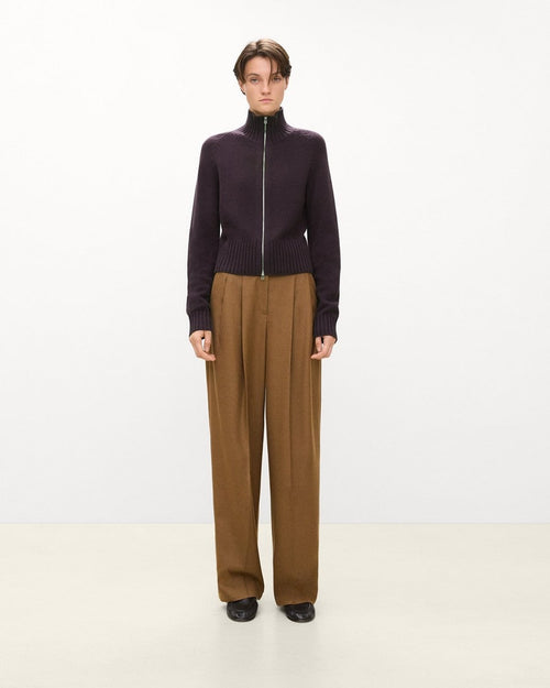 Raglan Zip Cardigan in Felted Wool-Cashmere
