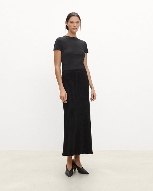 Ribbed Skirt in Felted Wool-Cashmere
