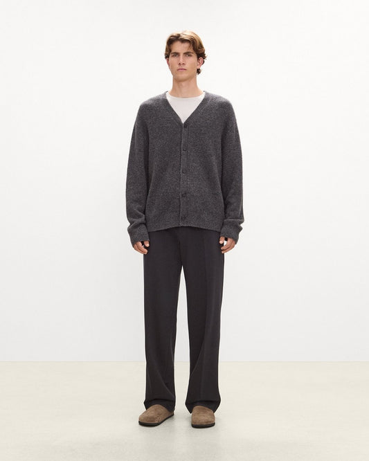 V-Neck Cardigan in Brushed Wool-Yak