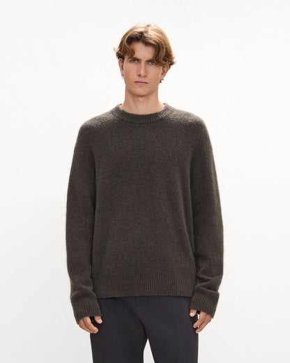 Crewneck Sweater in Brushed Wool-Yak