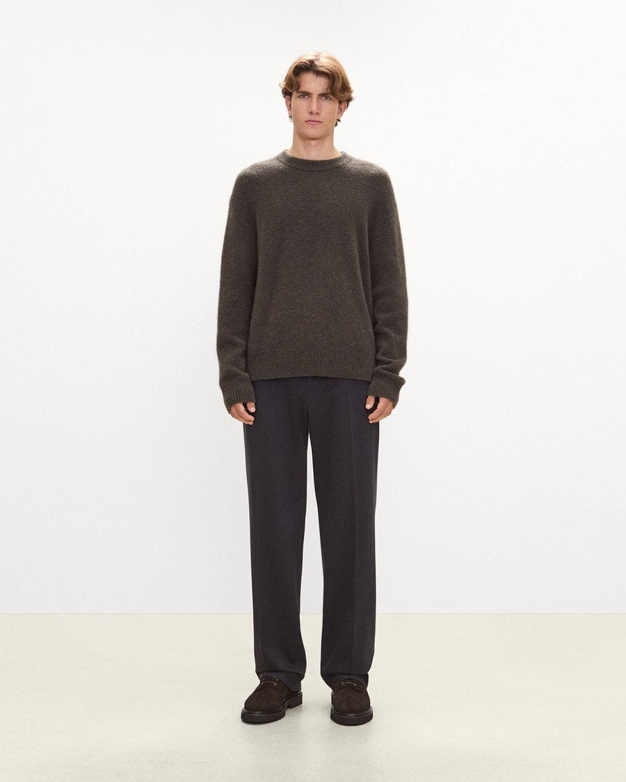 Crewneck Sweater in Brushed Wool-Yak