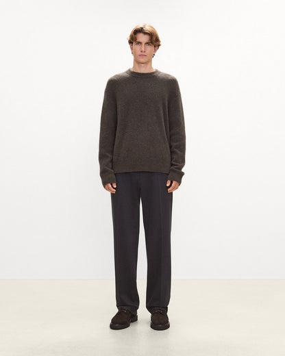 Crewneck Sweater in Brushed Wool-Yak