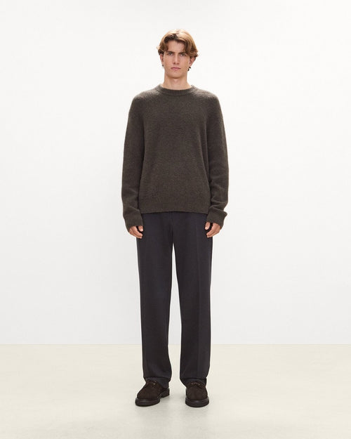 Crewneck Sweater in Brushed Wool-Yak