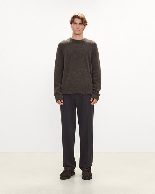 Crewneck Sweater in Brushed Wool-Yak