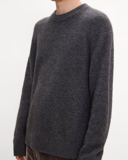 Crewneck Sweater in Brushed Wool-Yak