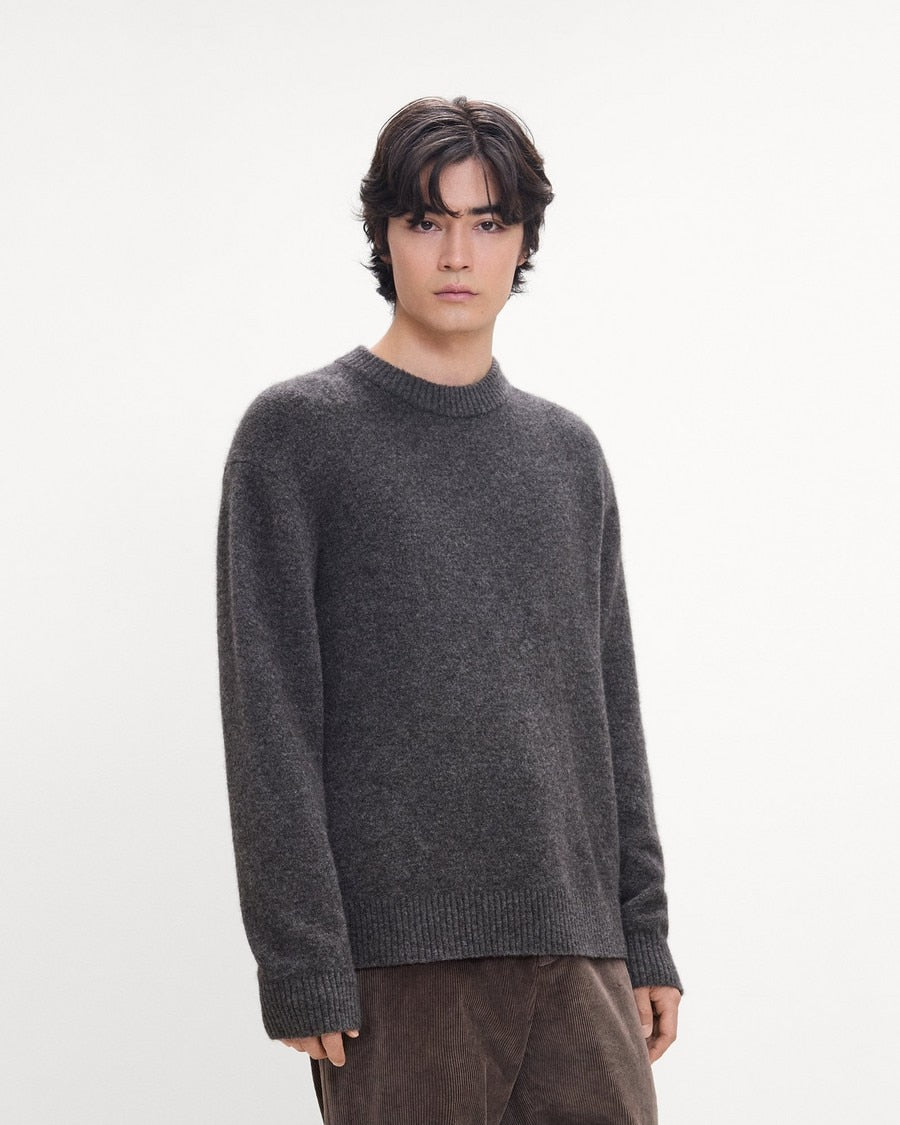 Crewneck Sweater in Brushed Wool-Yak