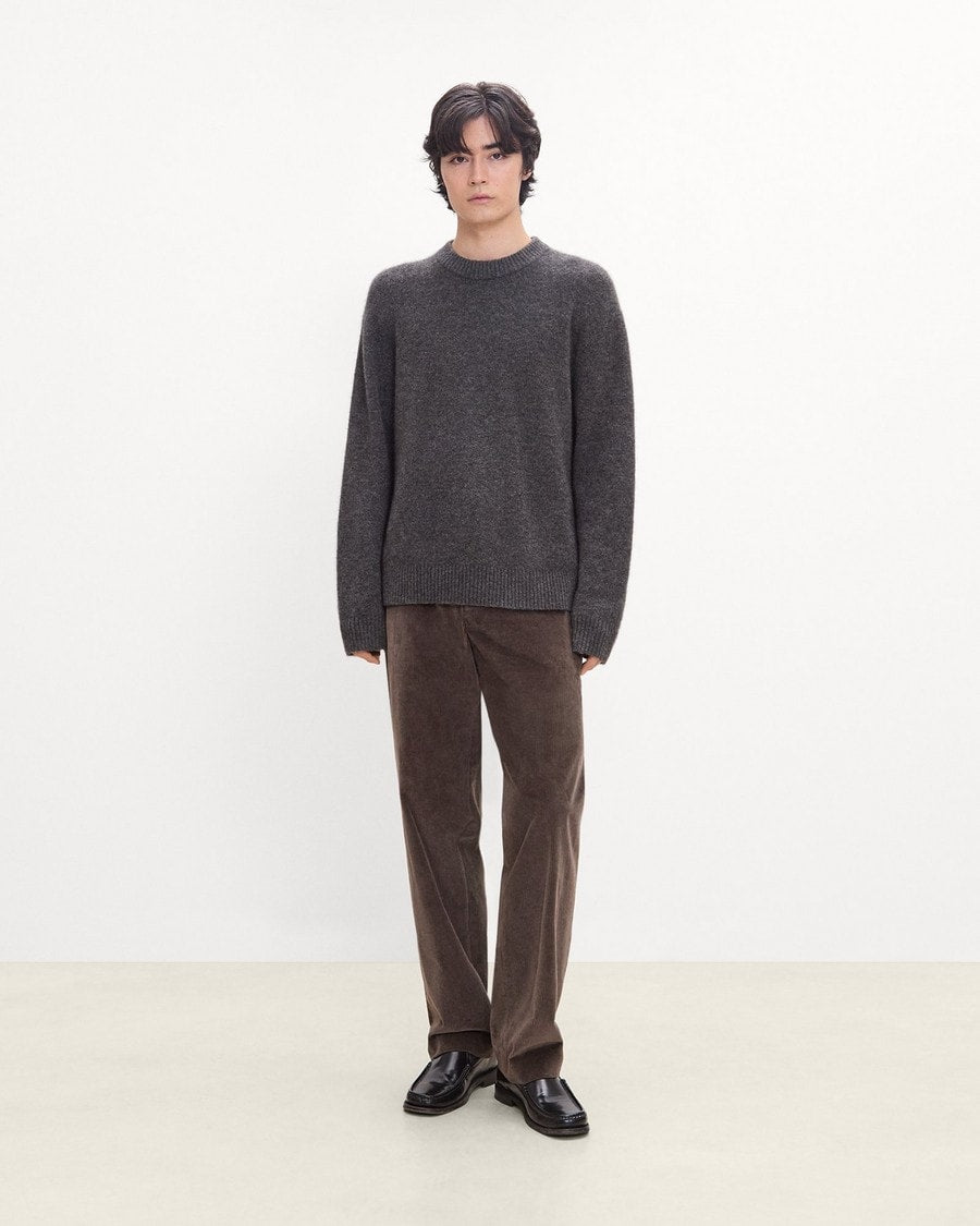 Crewneck Sweater in Brushed Wool-Yak