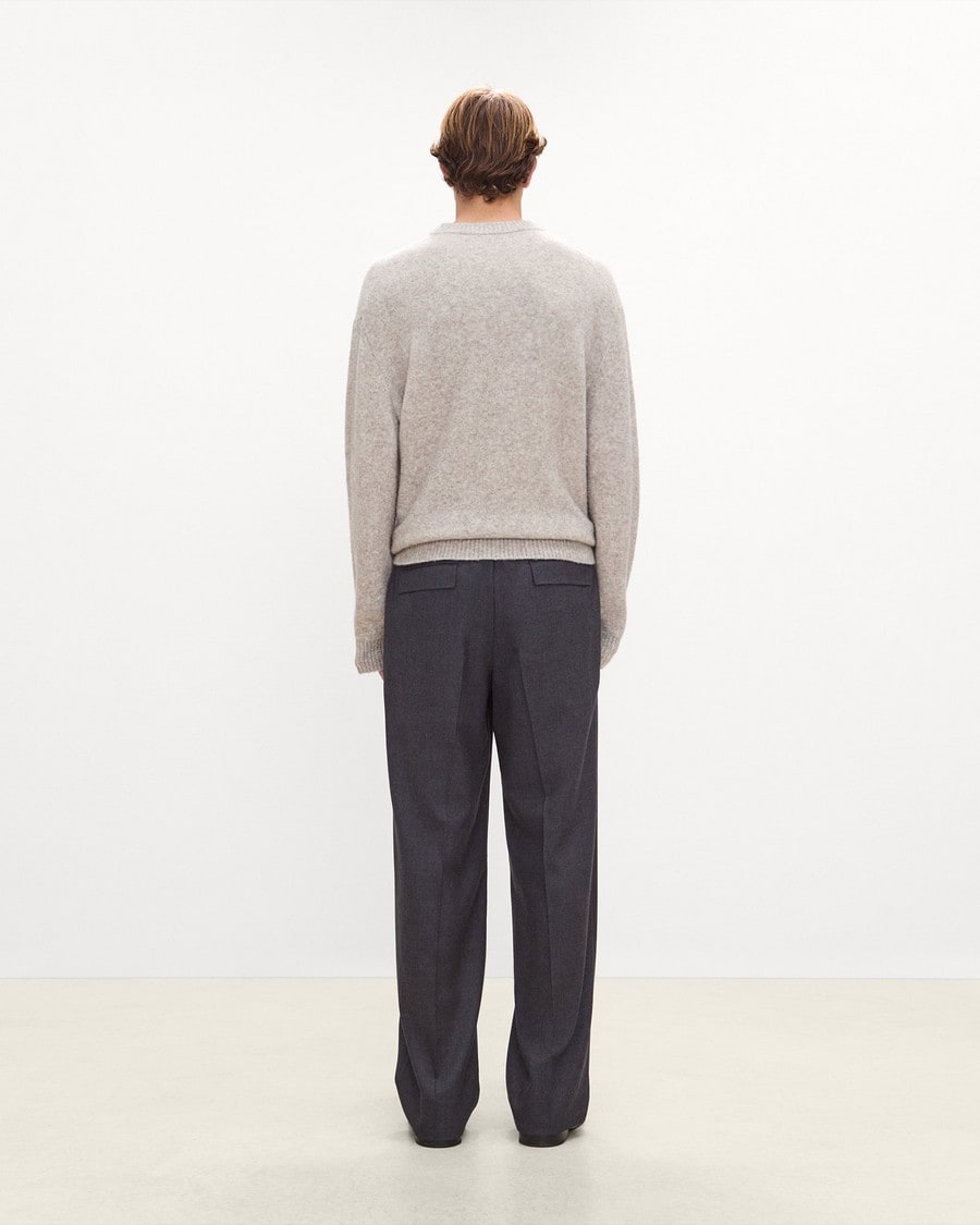 Crewneck Sweater in Brushed Wool-Yak