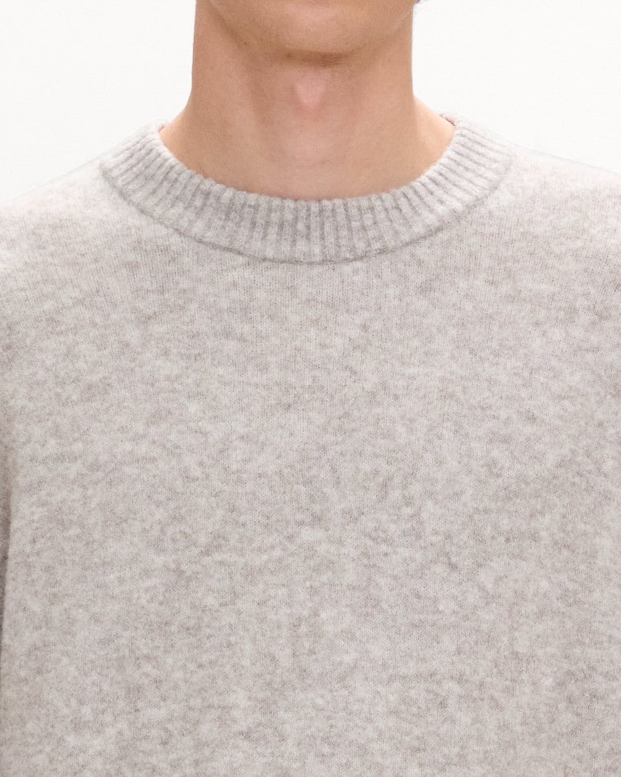 Crewneck Sweater in Brushed Wool-Yak