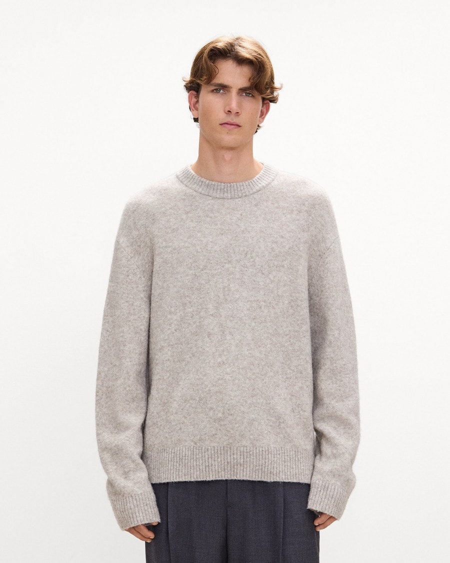 Crewneck Sweater in Brushed Wool-Yak