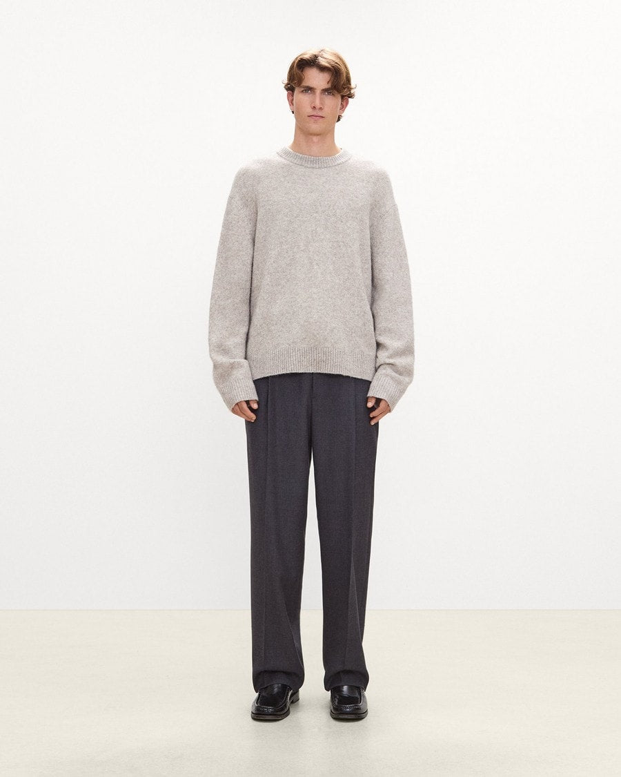 Crewneck Sweater in Brushed Wool-Yak