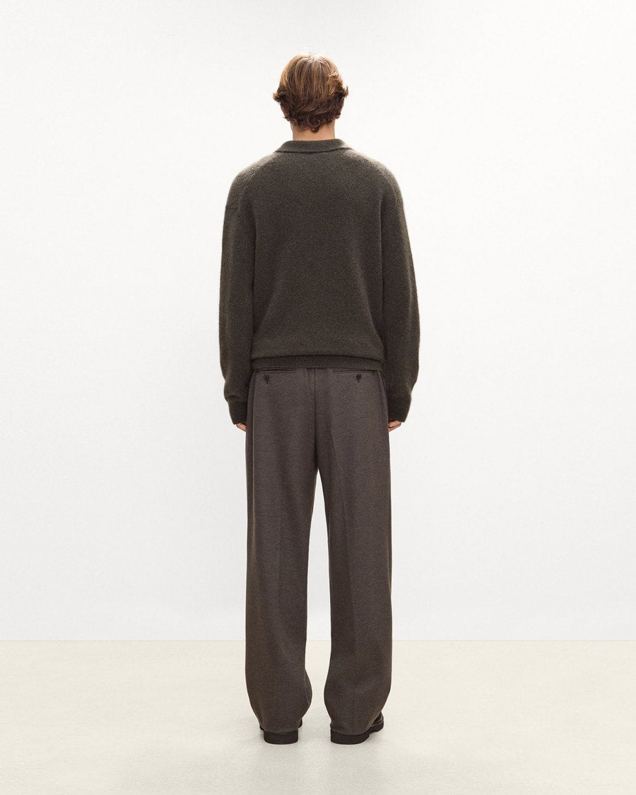Relaxed Polo Sweater in Brushed Wool-Yak