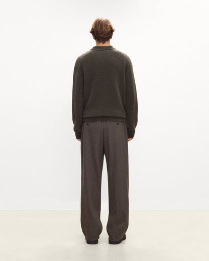 Relaxed Polo Sweater in Brushed Wool-Yak