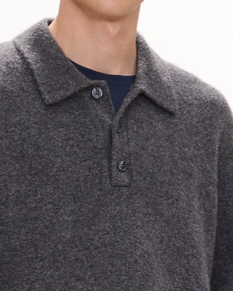Relaxed Polo Sweater in Brushed Wool-Yak