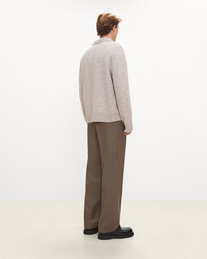 Relaxed Polo Sweater in Brushed Wool-Yak