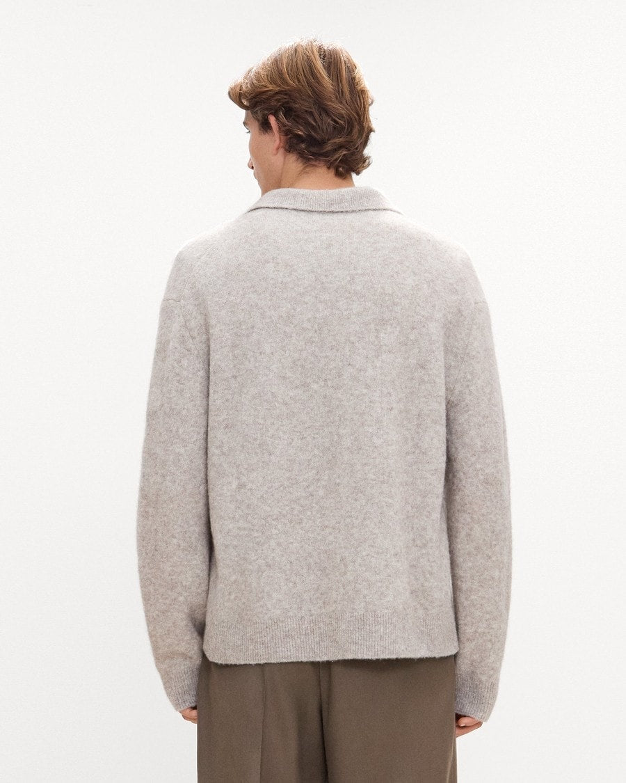 Relaxed Polo Sweater in Brushed Wool-Yak
