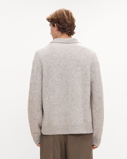 Relaxed Polo Sweater in Brushed Wool-Yak