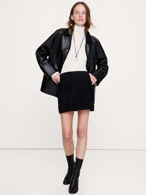 Suede Mini Skirt - Black