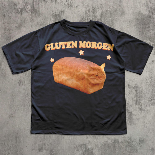 Black Gluten Morgen Cat Bread T-Shirt
