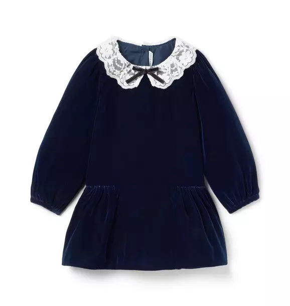 The Velvet Lace Collar Dress - Indigo Mountain