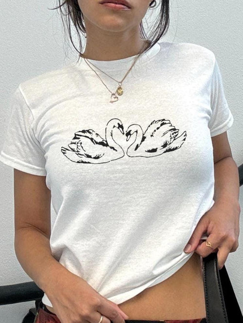 White Facing Swans Baby T-Shirt