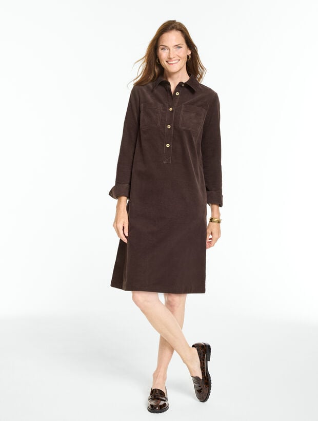 Corduroy A-Line Shirtdress