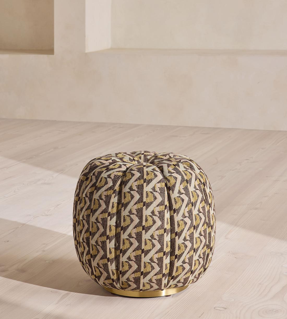 Soho Home Sofia footstool in sage Fulton jacquard