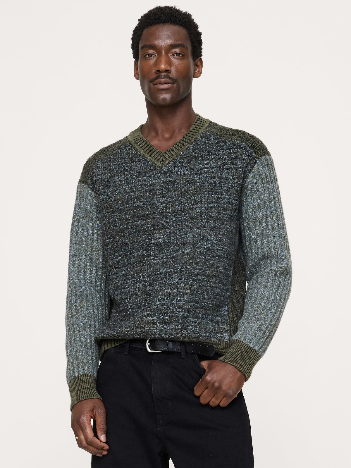 Merino V-Neck Sweater - Spiced Olive Green